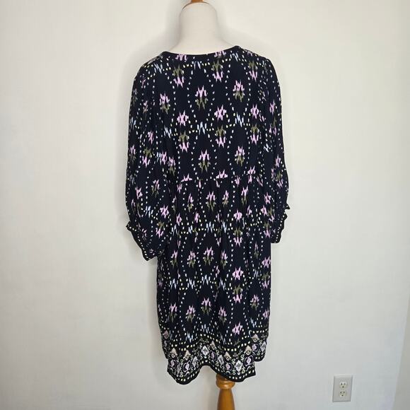 ba&sh Naia Dress Boho Printed Ikat Black Relaxed Mini Flowy Women Medium - Picture 4 of 14
